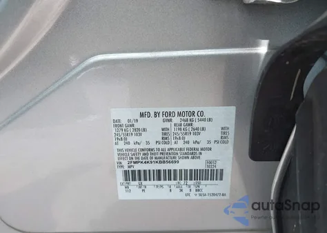 2019 Ford Edge Titanium z USA, uszkodzony, nr VIN 2FMPK4K91KBB56699